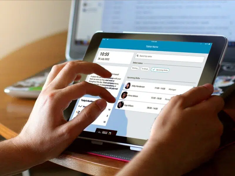 Fourth's time and attendance software on a tablet
