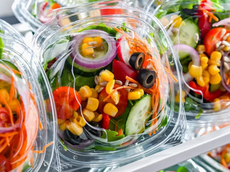 salad in a plastic box