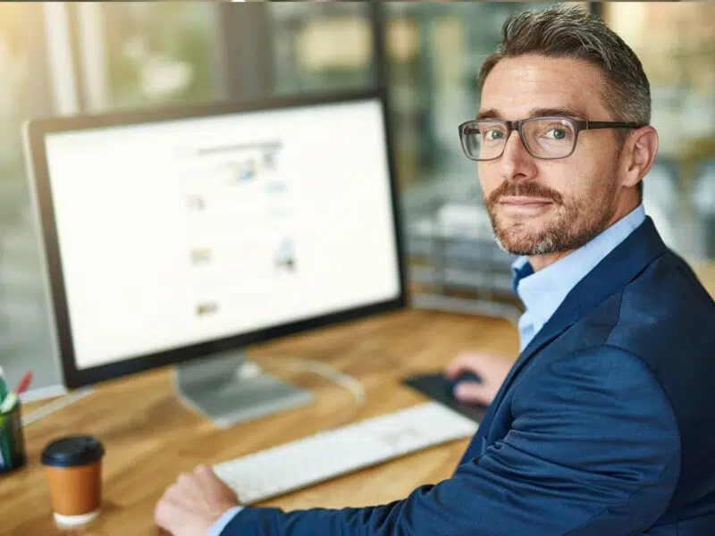 man working on restaurant software
