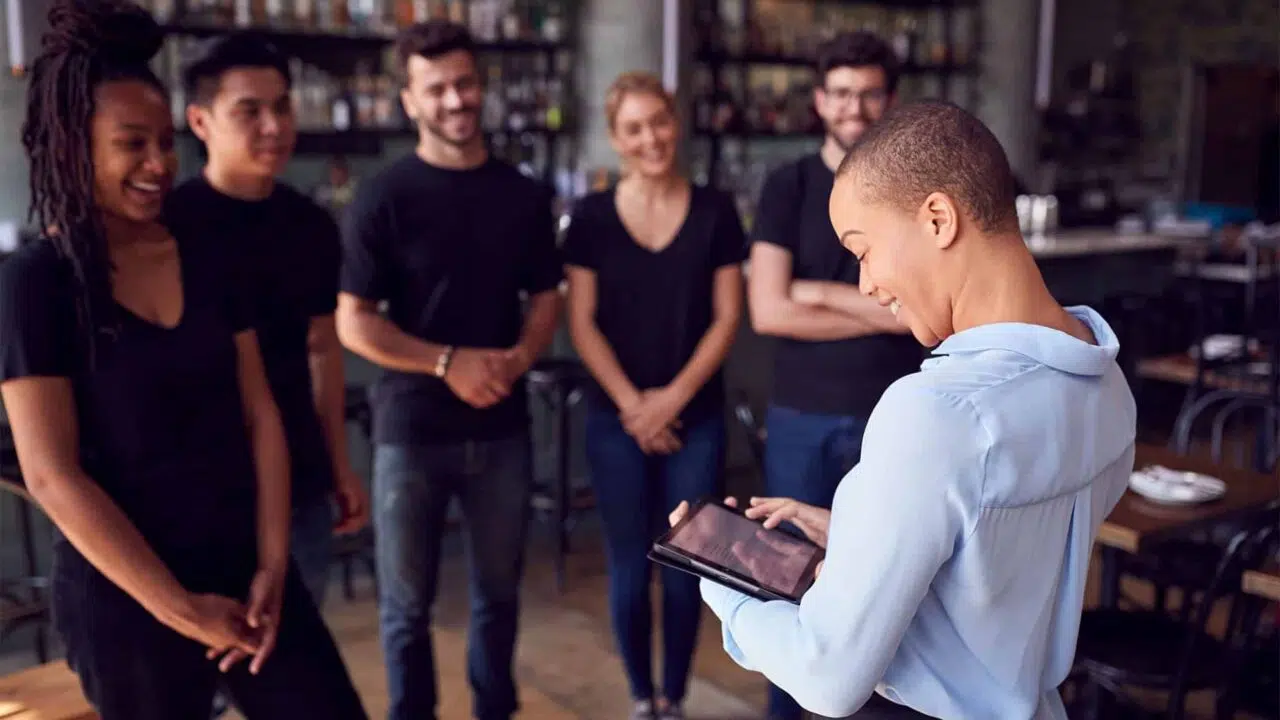 reviewing staffing at a restaurant