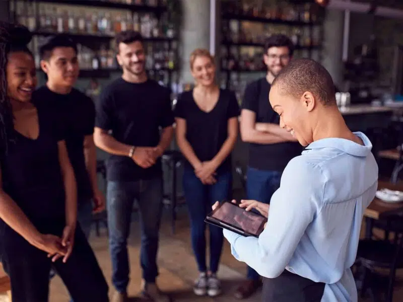 reviewing staffing at a restaurant