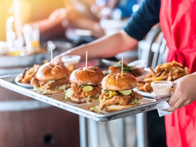 burgers on a tray
